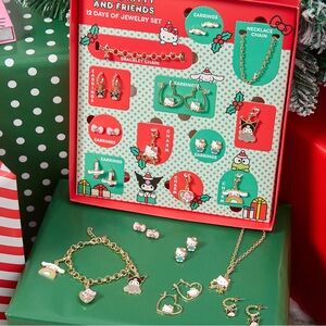 Hello Kitty and Friends Jewelry Earrings Set - Pink, Gold, Green